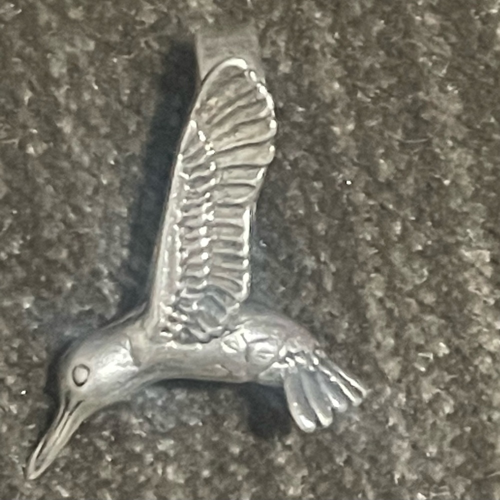Sterling HUMMINGBIRD PENDANT real solid Silver Fine Jewelry vintage